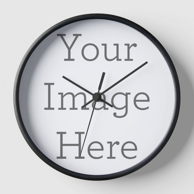 Wall Clock, 25.4 cm Round Black Wooden Frame (Front)