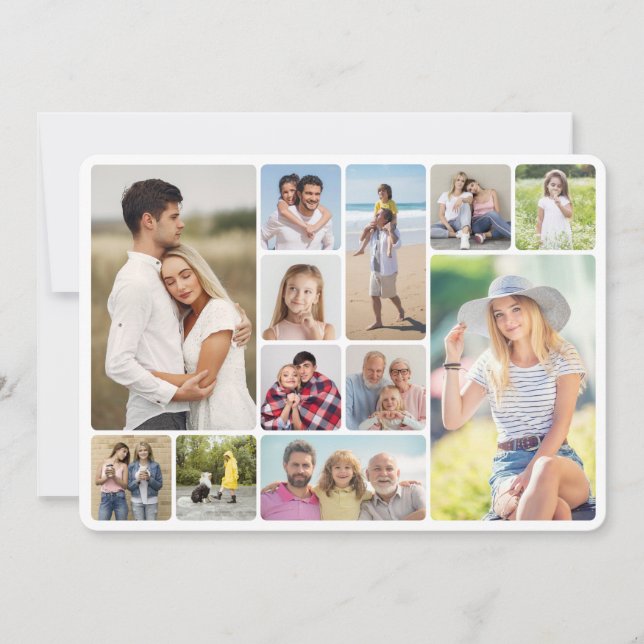 Create Your Own Round Corners 12 Photo Collage Card (Front)