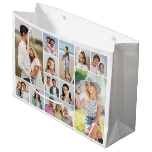Create Your Own Round Corners 12 Photo Collage Large Gift Bag
