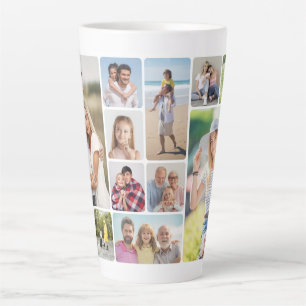 Create Your Own Round Corners 12 Photo Collage Latte Mug