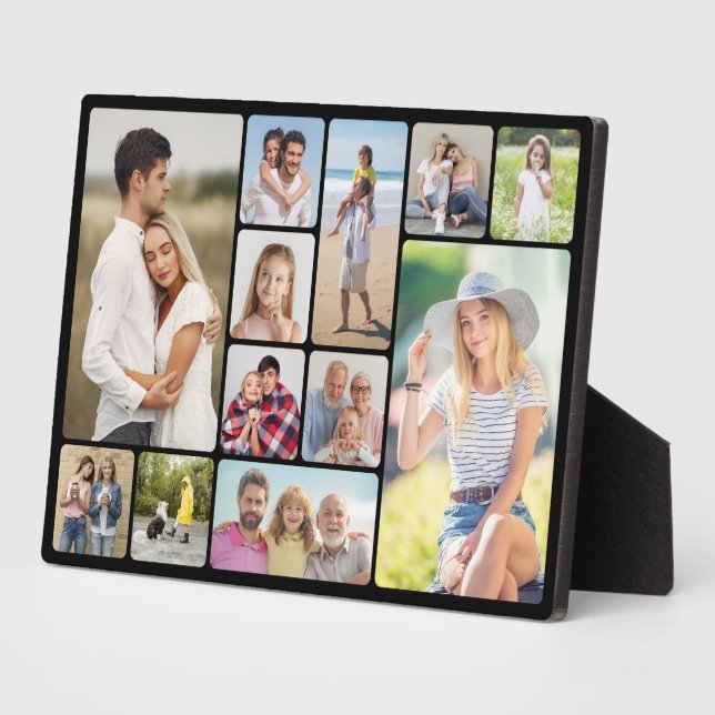 Create Your Own Round Corners 12 Photo Collage Plaque (Side)