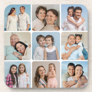 Create Your Own Round Corners 9 Photo Collage Coaster