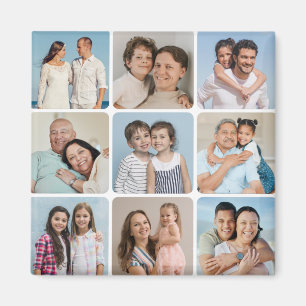 Create Your Own Round Corners 9 Photo Collage Magnet