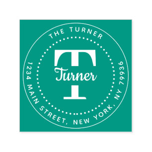 Create Your Own Round Monogram Return Address Self-inking Stamp