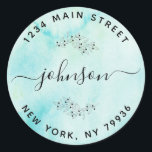 Create Your Own Round Return Address watercolor Classic Round Sticker<br><div class="desc">Create Your Own Round Return Address watercolor</div>