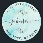 Create Your Own Round Return Address watercolor Classic Round Sticker<br><div class="desc">Create Your Own Round Return Address watercolor</div>