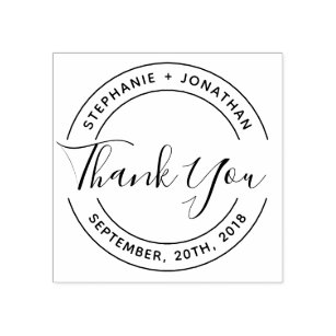 Create Your Own Round Wedding Thank You Rubber Stamp