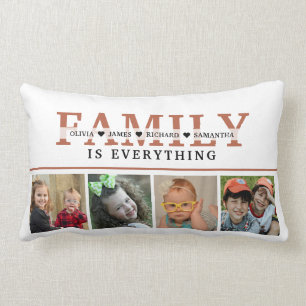 Create Your Own Rust Family Quote 4 Photo Collage Lumbar Cushion