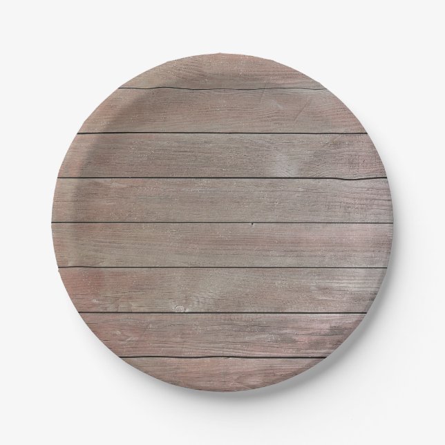 Create Your Own Rustic Barn Wood Birthday Paper Plate (Front)