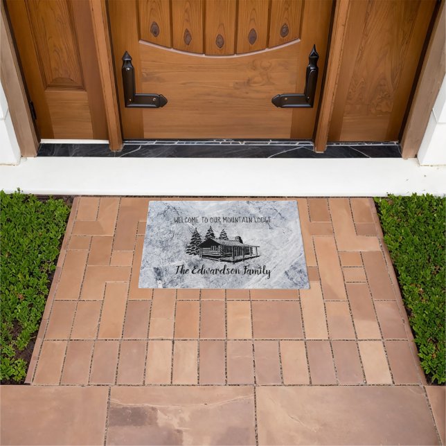 Create your own rustic family mountain lodge image doormat (Outdoor)