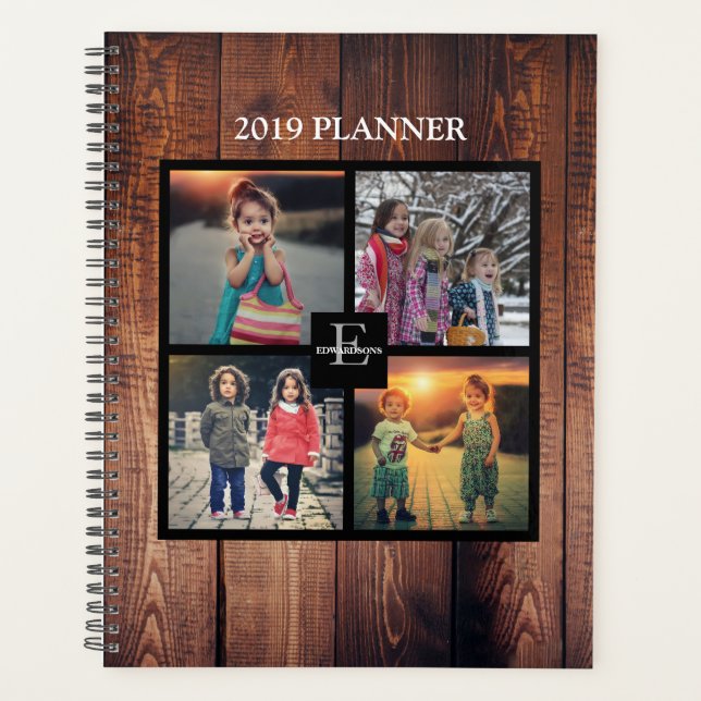 Create your own rustic family photo collage planner (Front)