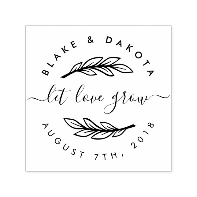 Create Your Own Rustic Let Love Grow Wedding Date Self-inking Stamp (Design)