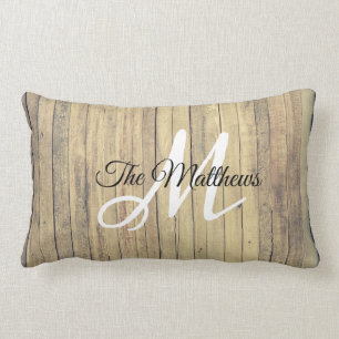 Create Your Own Rustic Monogram Family Nam Lumbar Cushion