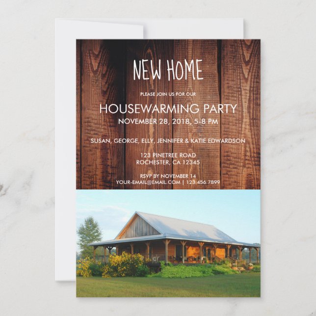 Create your own rustic New Home housewarming photo Invitation (Front)