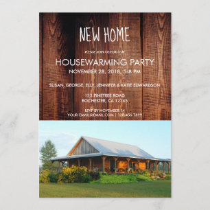 Create your own rustic New Home housewarming photo Invitation
