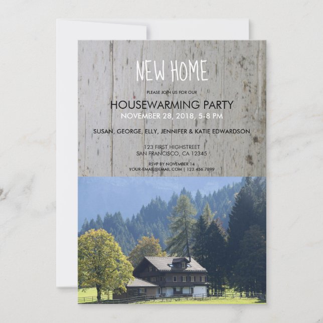 Create your own rustic New Home housewarming photo Invitation (Front)