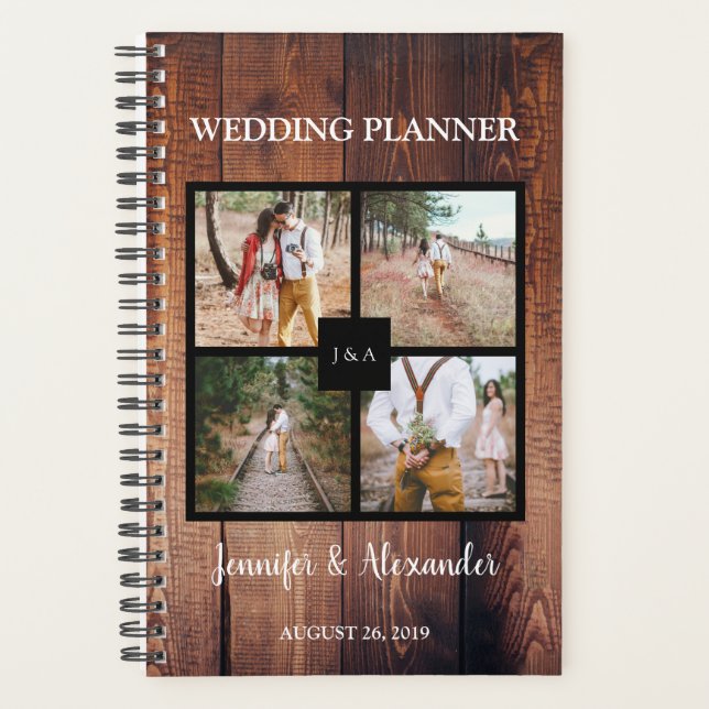 Create your own rustic photo collage wedding planner (Front)