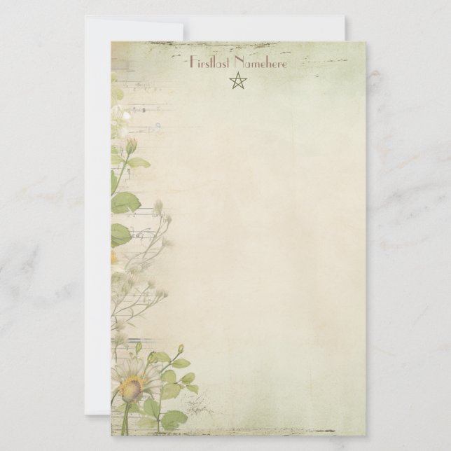Create Your Own Rustic Roses Daisies Stationery (Front)