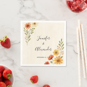 Create your own rustic watercolor floral wedding napkin