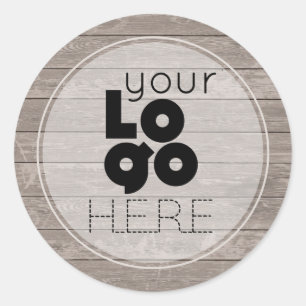 Create Your Own Rustic Weathered Wood Boards Logo Classic Round Sticker