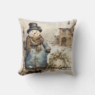 Create Your Own Rustic Winter Snowman Cushion