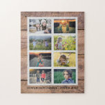 Create your own rustic wood family photo collage jigsaw puzzle<br><div class="desc">Make your own most beautiful family photo collage puzzle.
Family name,  custom photo collage jigsaw puzzle
You can personalize it and add your most beautiful photos. Great fun !</div>