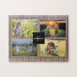 Create your own rustic wood family photo collage jigsaw puzzle<br><div class="desc">Make your own most beautiful family photo collage puzzle.
Family name and monogram,  photo collage jigsaw puzzle
You can personalize it and add your most beautiful photos,  add your name and monogram. Great fun !</div>