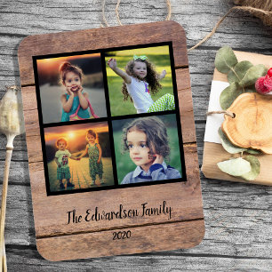Create your own rustic wood family photo collage magnet