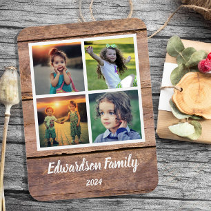 Create your own rustic wood family photo collage magnet