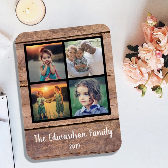 Create your own rustic wood family photo collage magnet (Create your own rustic wood family photo collage magnet.
A very personal and unique magnet.)