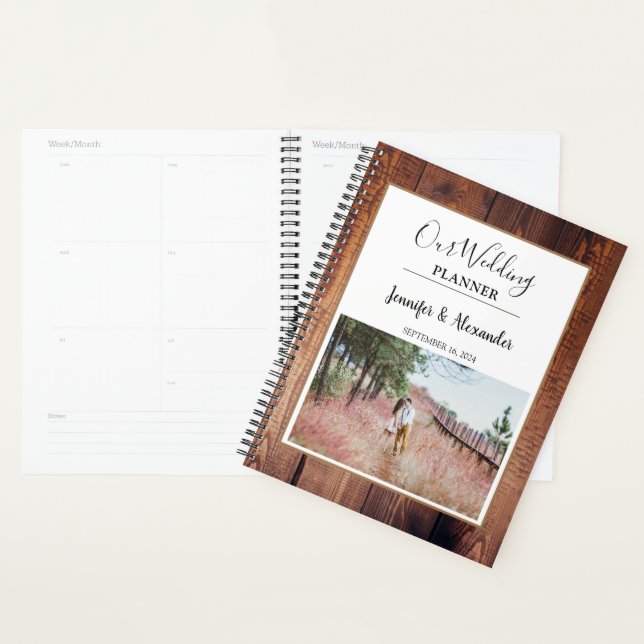 Create your own rustic wood photo wedding Planner (Display)