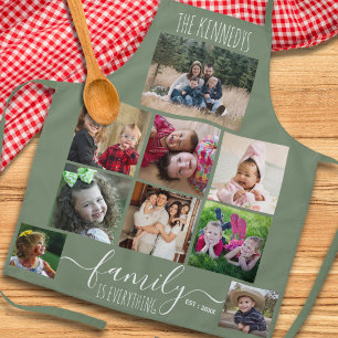 Create Your Own Sage Green 9 Photo  Family  Name Apron