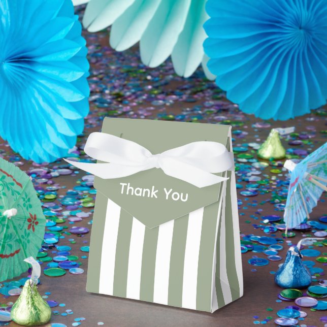 Create Your Own Sage Green White Striped Pattern Favour Box (Party)