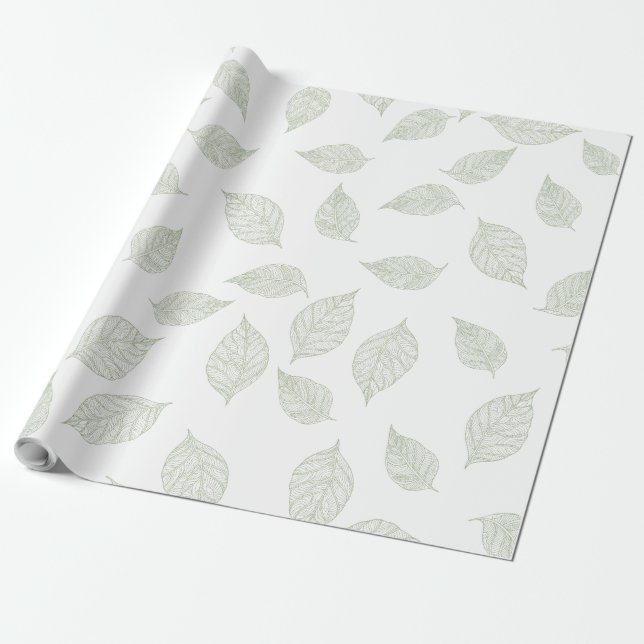 Create Your Own Sage Green White Striped Pattern Wrapping Paper (Unrolled)