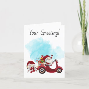 Create Your Own Santa Christmas Scooter Gnome Holiday Card