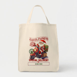 Create Your Own Santa Moped Gift Sack Tote Bag