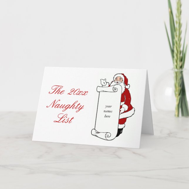 Create Your Own Santa's Naughty List Holiday Card (Front)