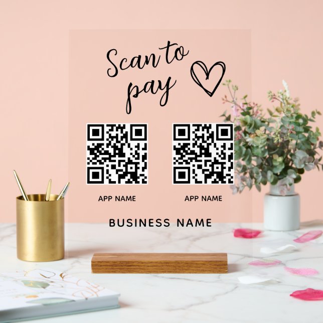 Create Your Own Scan To Pay QR Code Business Name Acrylic Sign (Wedding)