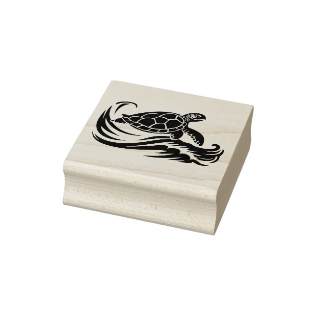 Create Your Own Sea Turtle Riding Ocean Waves Rubber Stamp (Stamp)