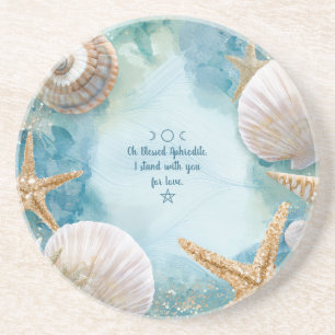 Create Your Own Seashells Teal Blue Aphrodite Coaster