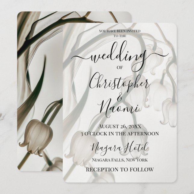 Create Your Own Sepia X-Ray Lily of the Valley Invitation (Front/Back)