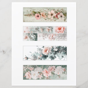 Create Your Own Set of 4 Pink Floral Bookmarks