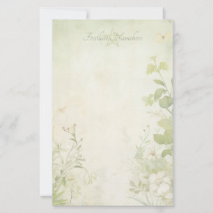 Create Your Own Shabby Chic Floral Butterfly Green Stationery