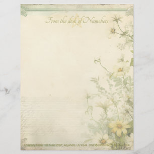 Create Your Own Shabby Chic Gerbera Daisies Green Custom Letterhead