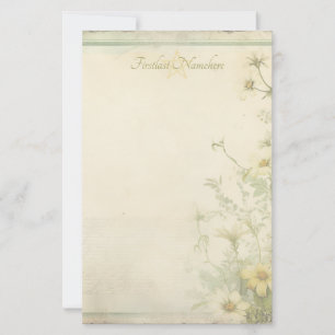 Create Your Own Shabby Chic Gerbera Daisies Green Stationery