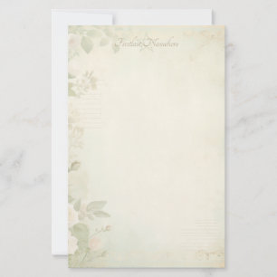 Create Your Own Shabby Chic Peach Roses Green Stationery