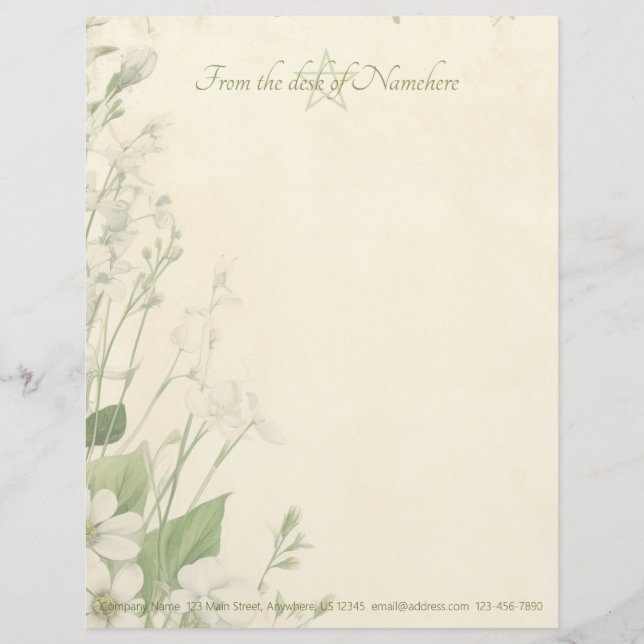 Create Your Own Shabby Chic Spring Daisies Floral Custom Letterhead (Front)