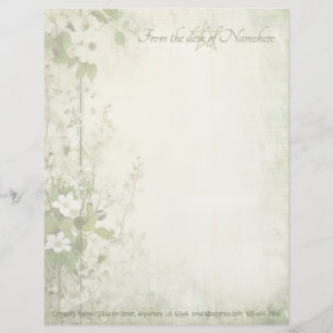 Create Your Own Shabby Chic Whildflowers Green Custom Letterhead