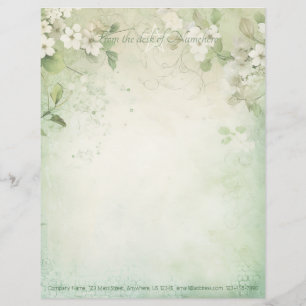 Create Your Own Shabby Chic White Flower Vine Custom Letterhead