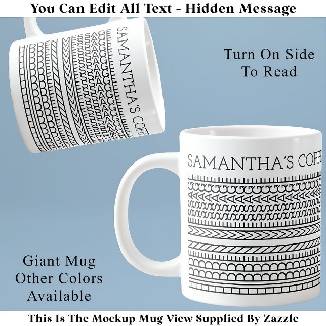 Create Your Own Short Hidden Message 148BW Novelty Large Coffee Mug (Creator Uploaded)